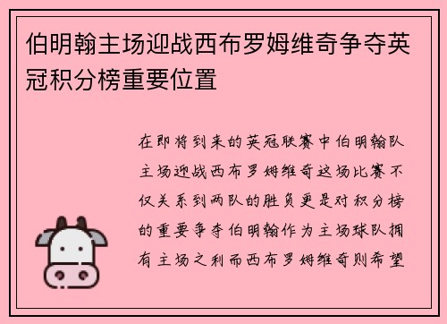 伯明翰主场迎战西布罗姆维奇争夺英冠积分榜重要位置